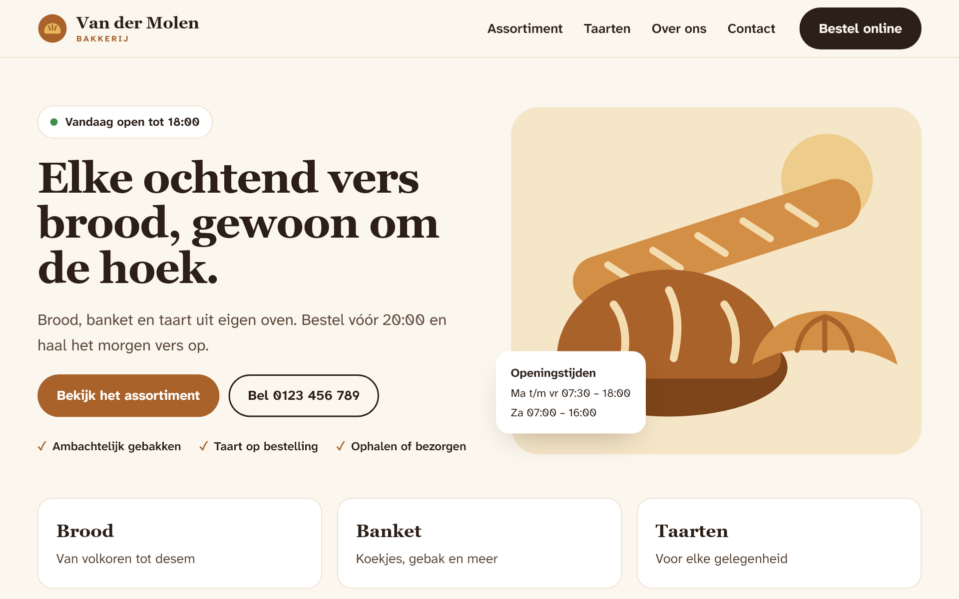 New website of Bakkerij Van der Molen on a laptop